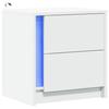 VidaXL Bedside Cabinet with LED Lights White Engineered Wood, Side Table, Bedside Cabinet, Side Table for the 852047