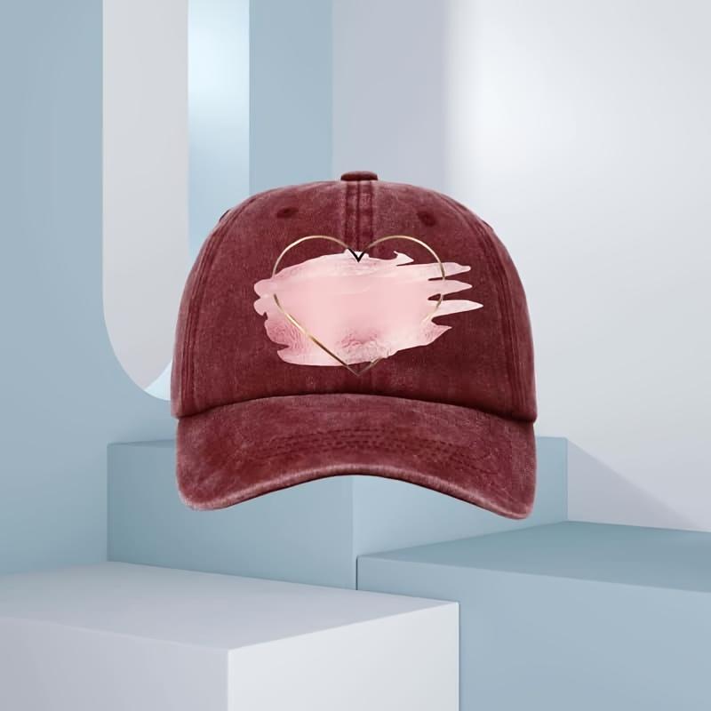 Ladies' High-quality Geometric Heart-shaped Printed Baseball Cap - Seasonal Universal