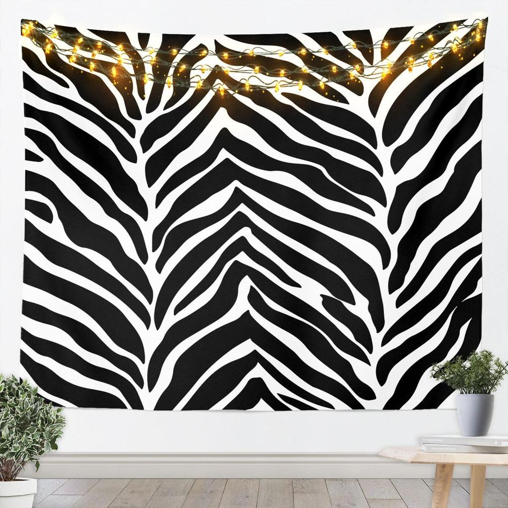Zebra Stripes Tapestry Wall Hanging Zebra Printed Wall Blanket for Kids Black And White Skin Texture Tapestry Sexy Luxury Zoo