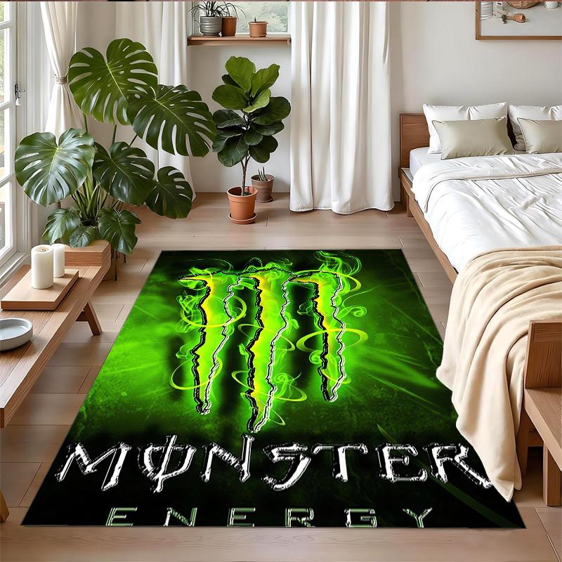 Monster Energy Druck Kristall Samt Plüsch Teppich Anti?Slip-Verschleiß?Robuster Bodenbelag Teppich für Innenbereich Haushalt Heimdekoration