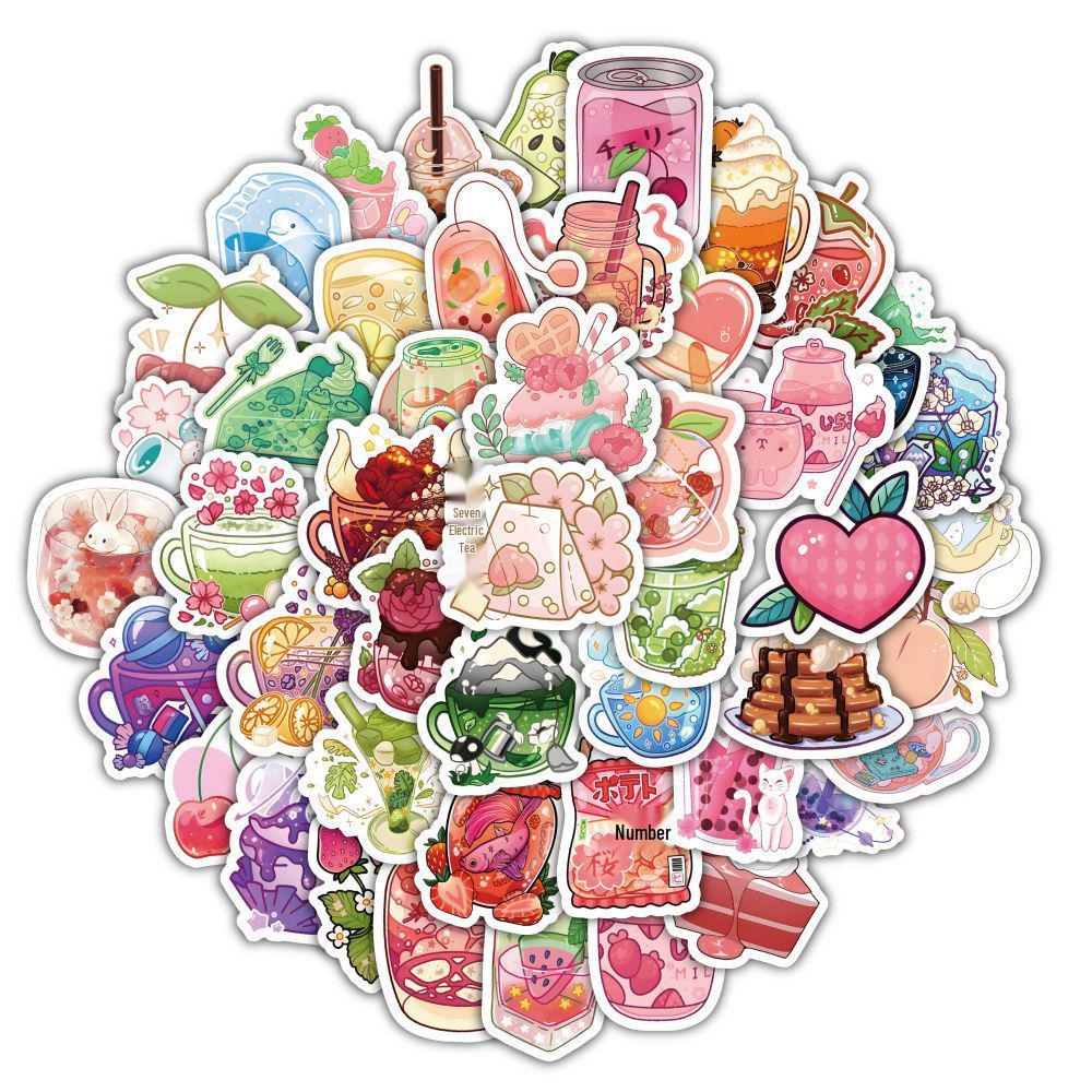 60-teiliges wasserfestes Food-Graffiti-Sticker-Set zur kreativen Dekoration