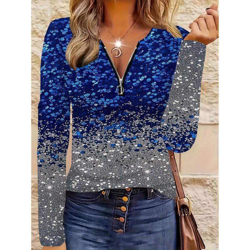Women s Zipper Sweater Long Sleeved Casual Outdoor Wear Casual Elegant Pattern Print S