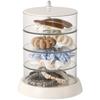 Transparent rotating jewelry organizer with multiple layers, large-sized cushion puff and beauty sponge storage rack, rotatable