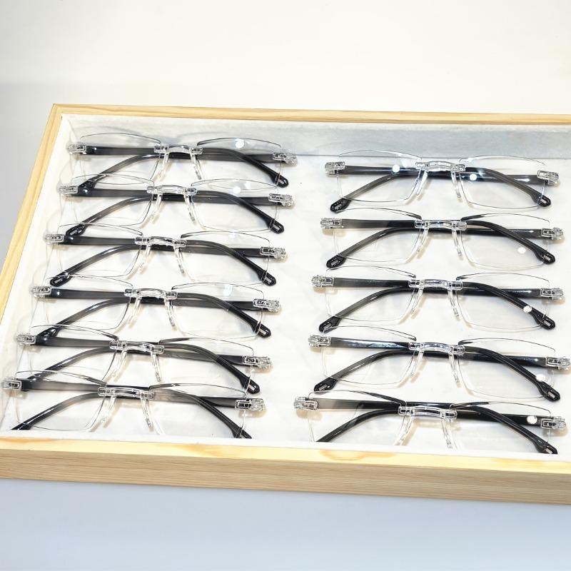 pcs Vintage Style Reading Glasses Rectangular Rimless Frame Anti Blue Light Glass for Farsightedness
