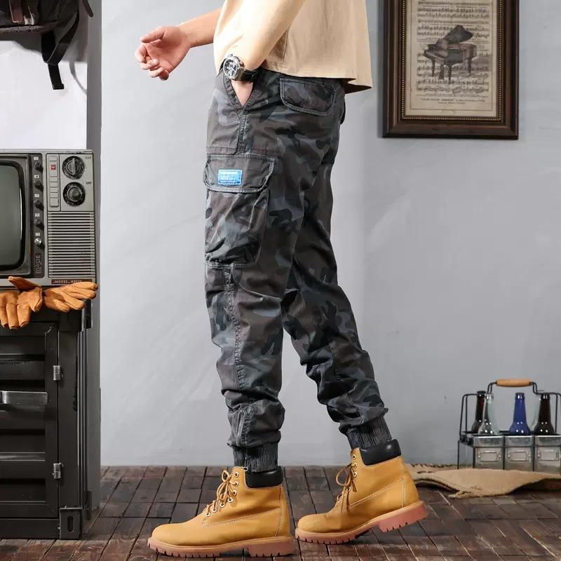 Direct Sales Direct Supply, Spring And Autumn Overalls, Toe-Tied Camouflage Multi-Bag Pants, Retro Washed Pants, Men And Women Of The Same Style