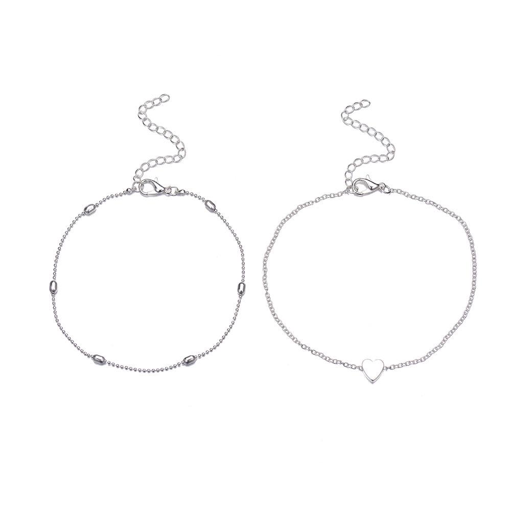 European & American Fashion Double-Layer Love Anklets for Women - Beach Holiday Style