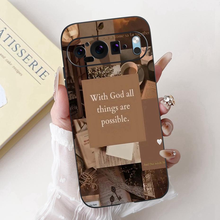 Fashion Painting Phone Case For Google Pixel 9 Pro 9A Black Silicone Soft Cover For Google Pixel9 9A 9Pro Cases Bumpers