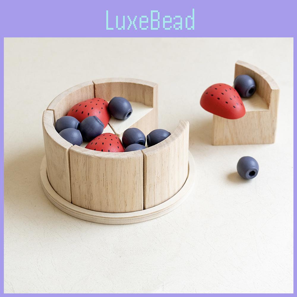Simulation Wooden Blueberry Strawberry Cake Model Children Toy Set For Role Play