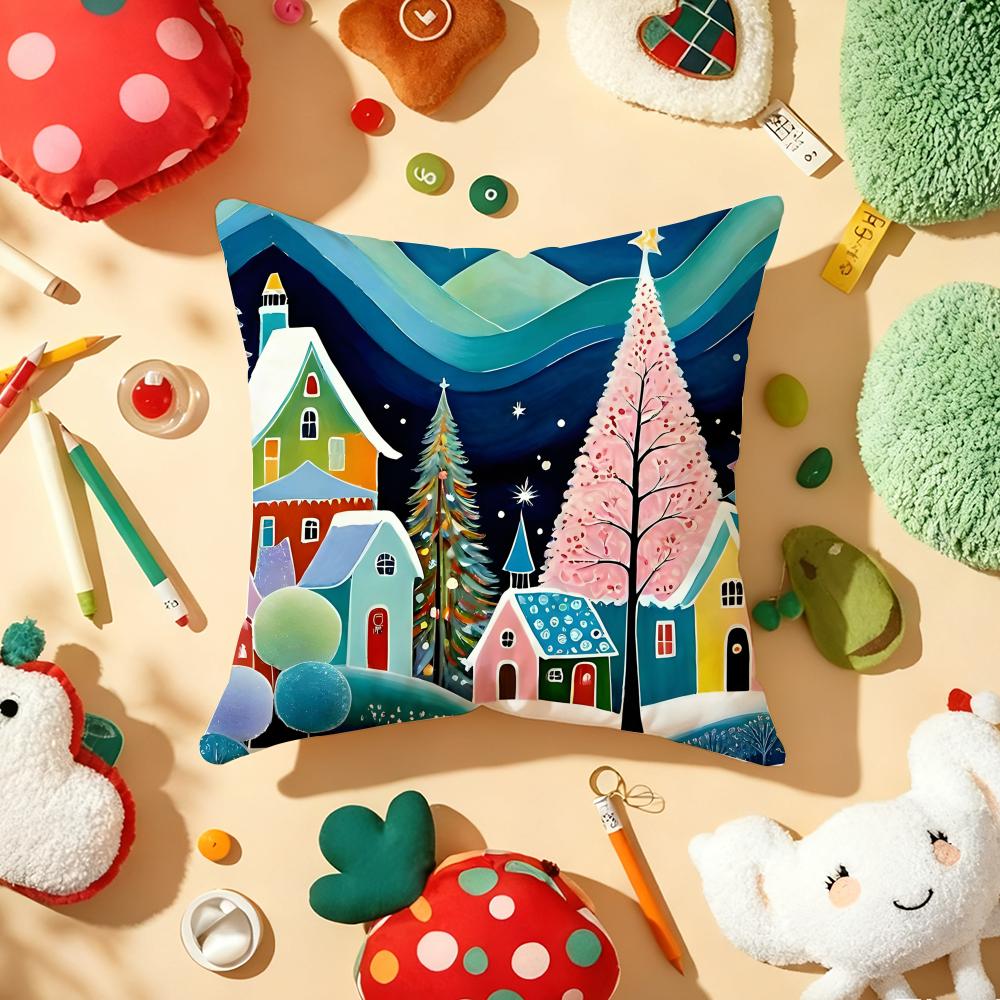 Tree Modern Art Cushion Cover Plush Fabric Soft DoubleSided Printed Sofa Warm Winter Home Gift Pillow Cover