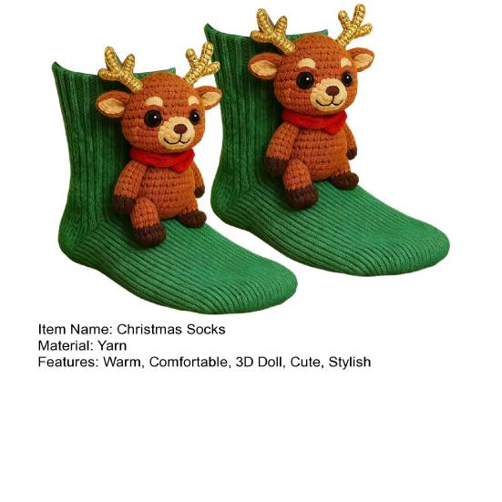 3D Strick Weihnachtsstrümpfe für Frauen Mädchen Neuheit 3D Weihnachtsmann Schneemann Rentier Weihnachten Boden Teppich Socken für Winter Feiertag Party Deko