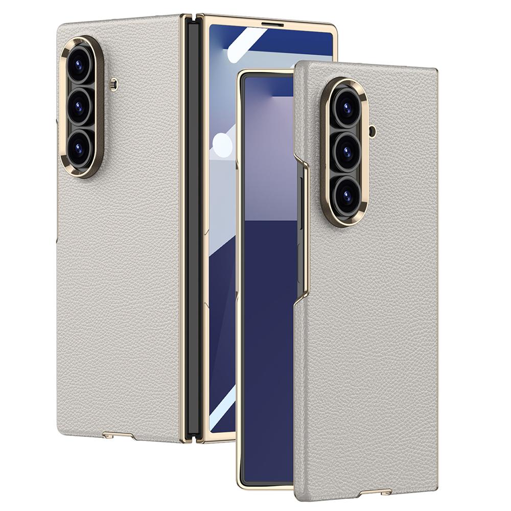 GKK For Samsung Galaxy Z Fold7 5G Case Electroplated PC+PU Phone Cover with Tempered Glass Front Film