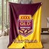 Queensland Maroons Custom Flannel Throw Blanket Print Your Name Text Soft Warm Blanket Holiday Present