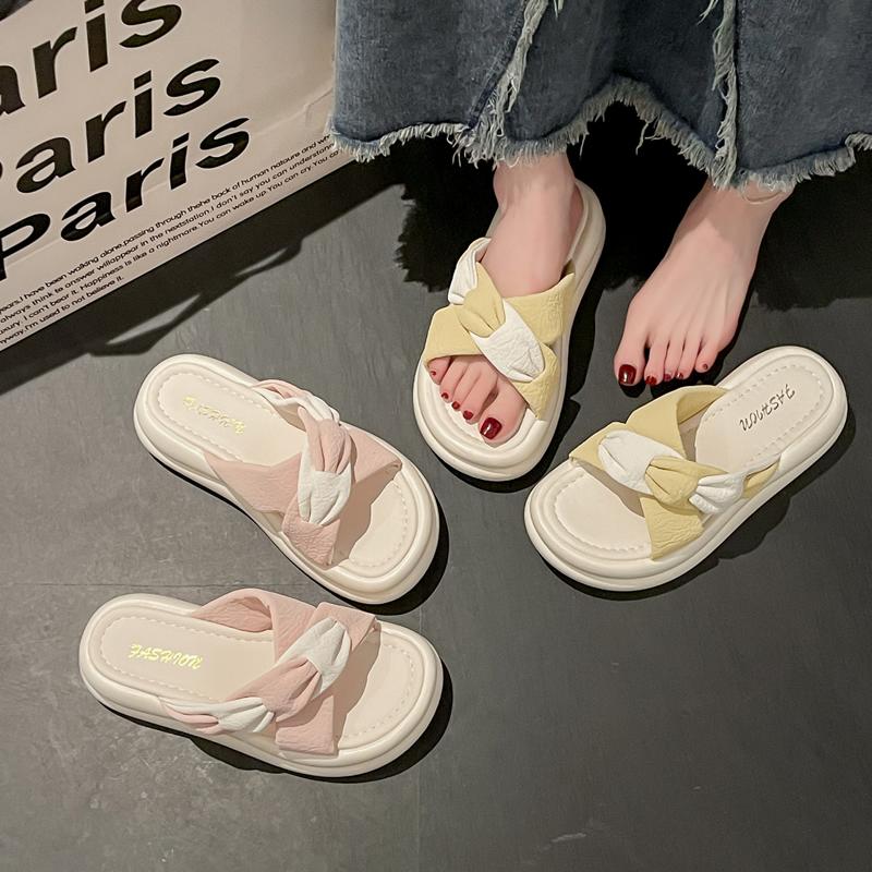 

Thick Bottom Casual Summer Sandals Women s Flip Flops Soft Bottom Cross Strap Beach Shoes Outdoor Wear New Style Fashionable 40 рожевий