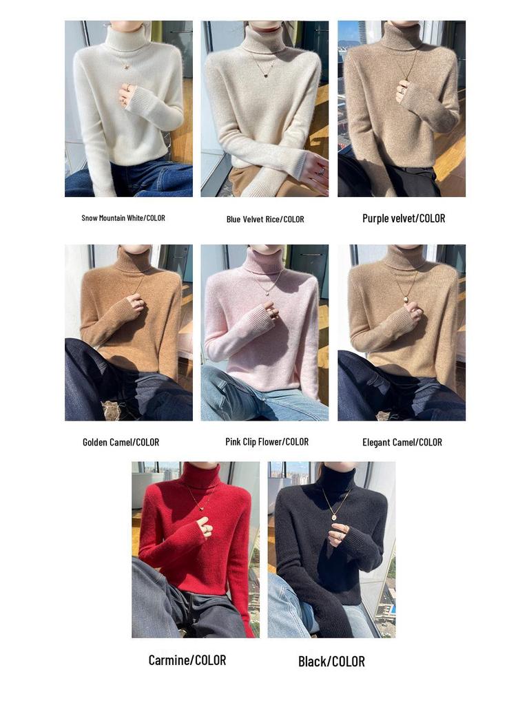 High-End Cashmere Women's Slim-Fit Turtleneck Sweater – Thickened for Autumn/Winter