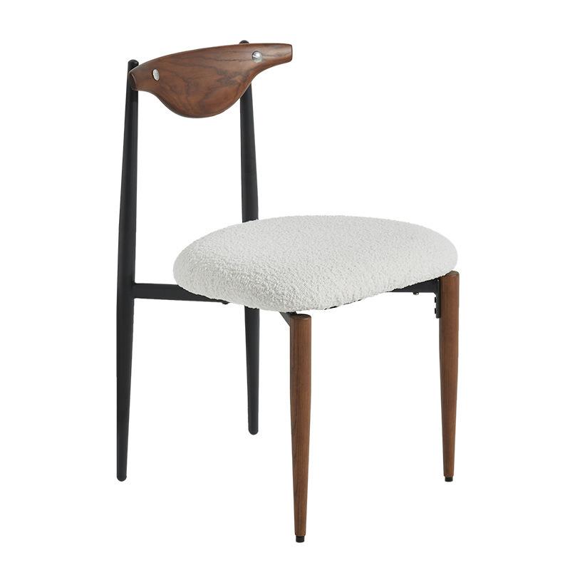 Nordic Modern Wooden Dining Chair - Designer Lambswool Backrest High-End Restaurant Chair for Home/Showroom