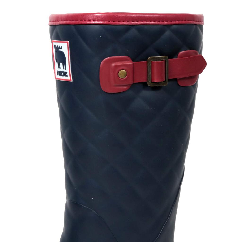 Mozu Quilted Embossed Rain Boots with Urethane Cushion Size Small Women's Lining, Navy,