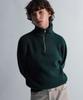 MOONSUN Essential_Unisex Mss Argyle Hole Half Zip Up Knit [Dark Green]