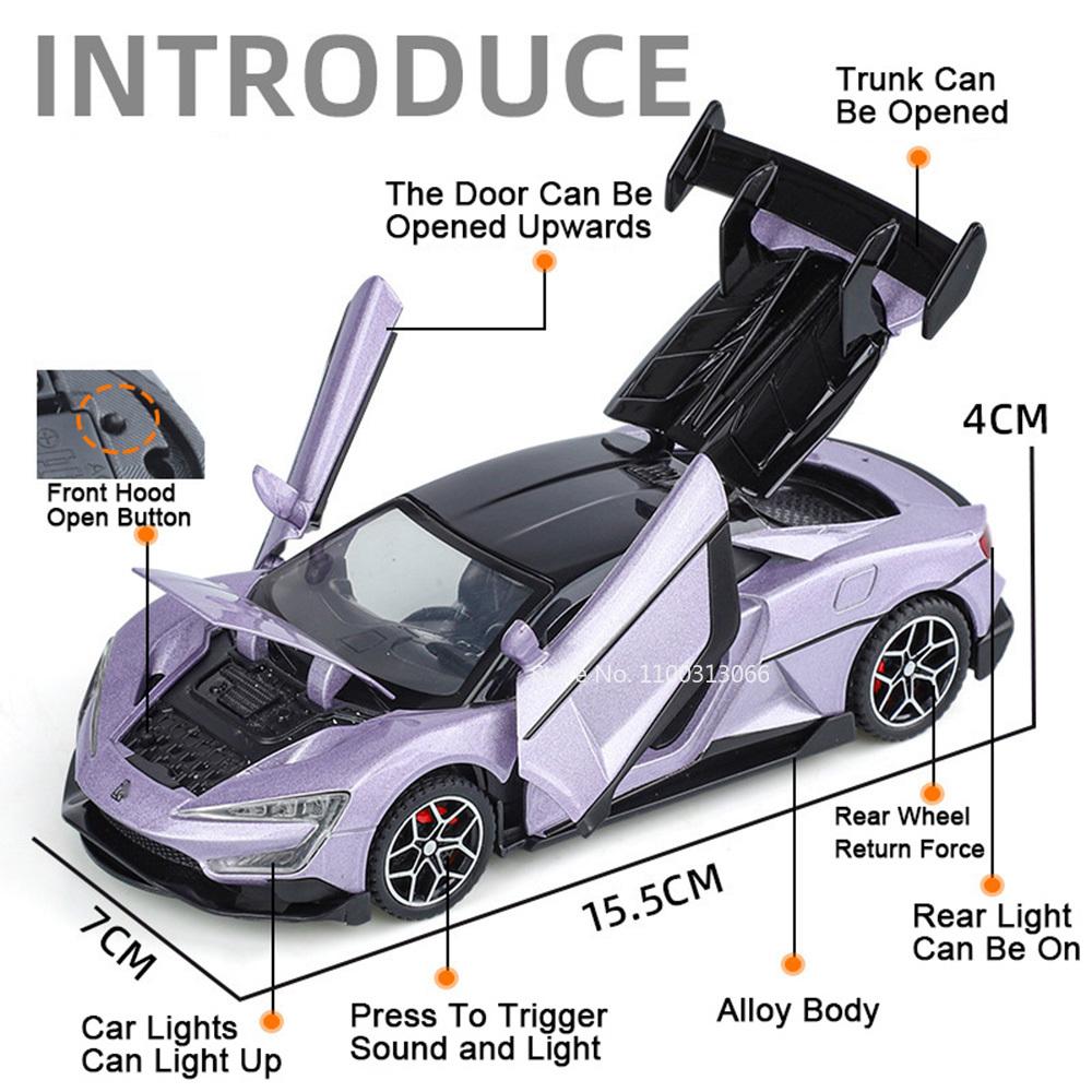 1:32 BYD YANGWANG U9 Martini Cars Alloy Toys Model Wheel Pull Back with Light Sound Miniature Sports Car for Kids Birthday Gifts