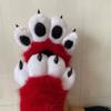 Leopard Print Plush Animal Paw Gloves Synthetic Fur Style Fursuit Hand Paws Cosplay Costume for Halloween Party