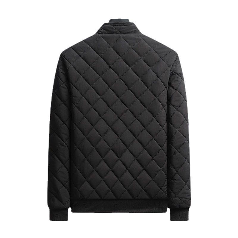 Autumn Winter Jacket Men's Diamond Pattern Fleece Lined Casual Jacket Men Clothing Slim Fit Coat