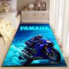Dywanik, Niebieski Motocyklista Yamaha Ilustracja Anime Dym Neonowy Nadruk, Wystrój Jaskini Mężczyzny, Mata Antypoślizgowa