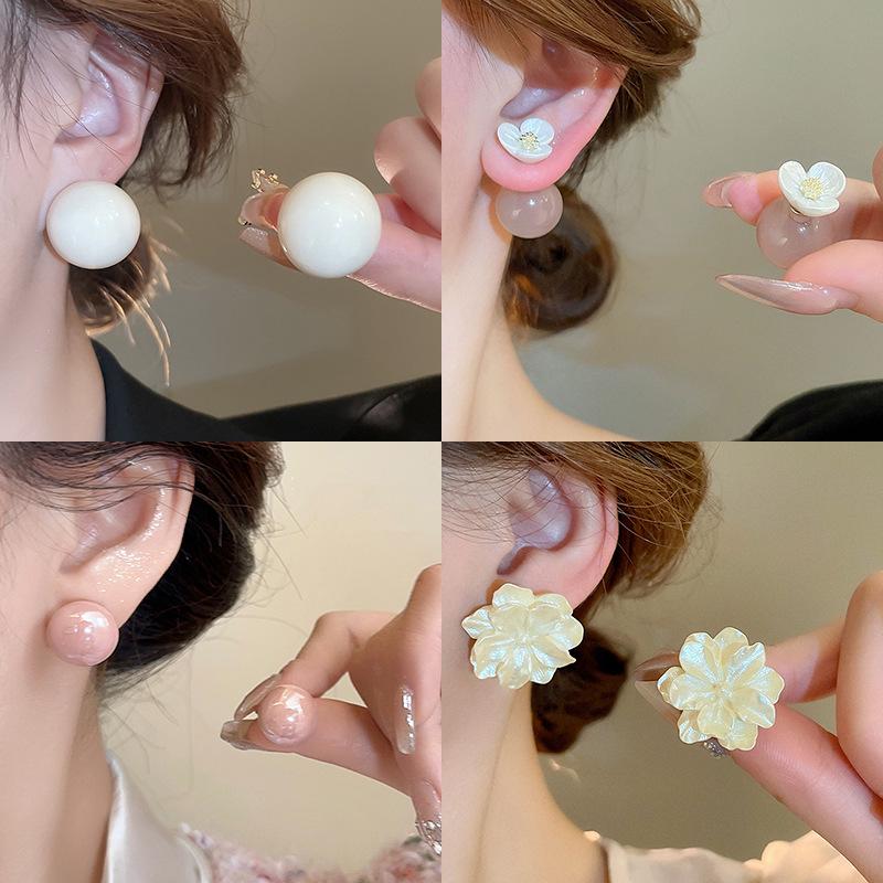 Silver Needle Zircon Star Flower Tassel Stud Earrings - Elegant and Fashionable Women's Accessory