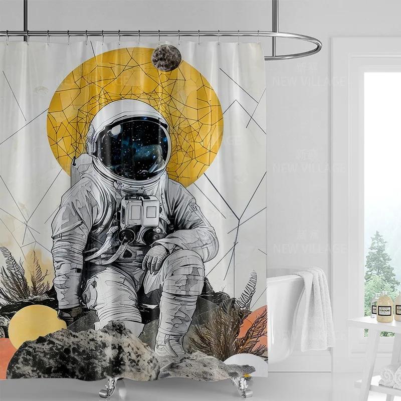 Modern Art Graffiti Shower Curtain Suit Waterproof Curtain 12 Hook Nordic Style Bathroom Bathtub Dual-Use Shower Curtain