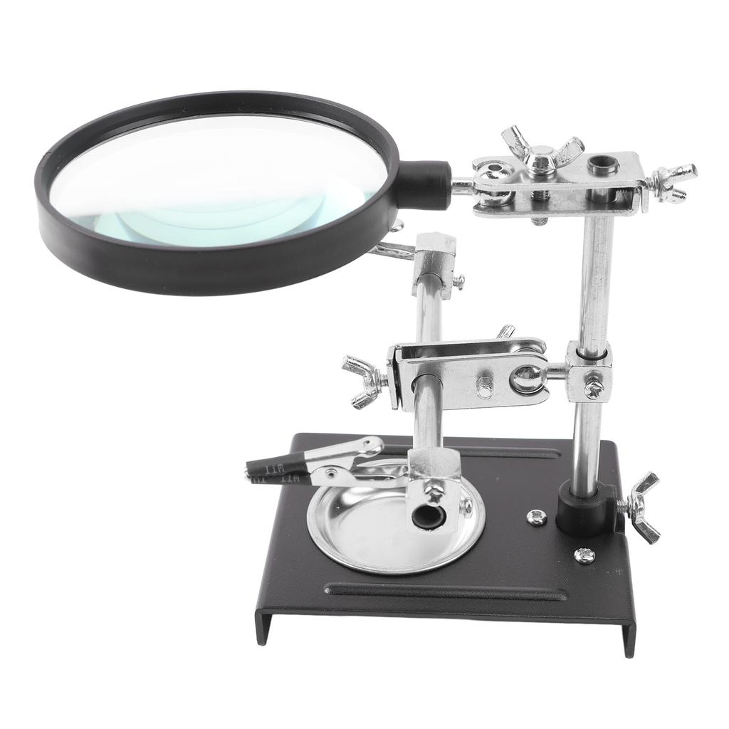 Magnifying Glass Soldering Station Desktop Welding Repair with Auxiliary Clip Stand for PCB Mobile