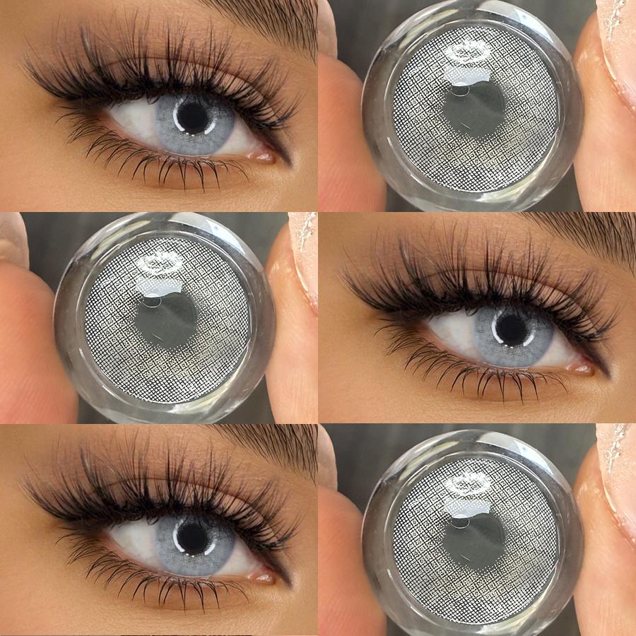 

FRESHLADY Gray Brown Colored Contact Lenses 2pcs 14.2mm Yearly Soft Natural Beauty Pupils for Daily & Party Makeup