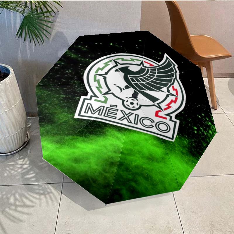Mexico Football Emblem Umbrella - Automatic Open/Close, Compact 8-Rib Lightweight Umbrella Essential for outdoorPicnic Accessory Fan Gifts