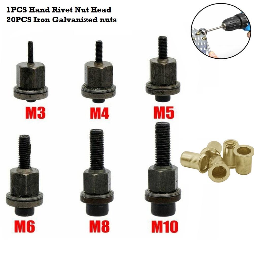 Rivet Nut Head Tool Set of 21PCS for Hand Riveters Features a Range of Nuts from For M3 to M10 for Replacement