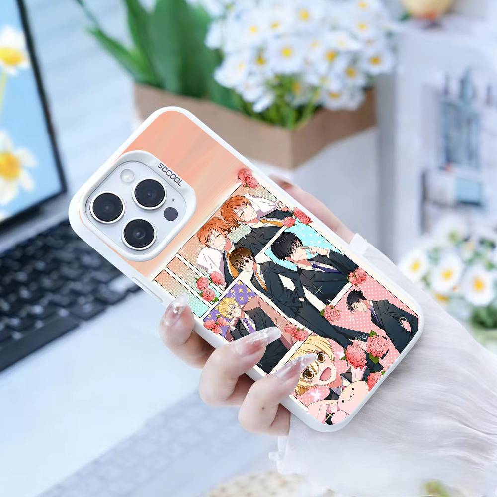 Ouran High School Host Club Coque de téléphone pour iPhone 16,15,14,13,12,17,Pro,MAX blanc Mate antichoc
