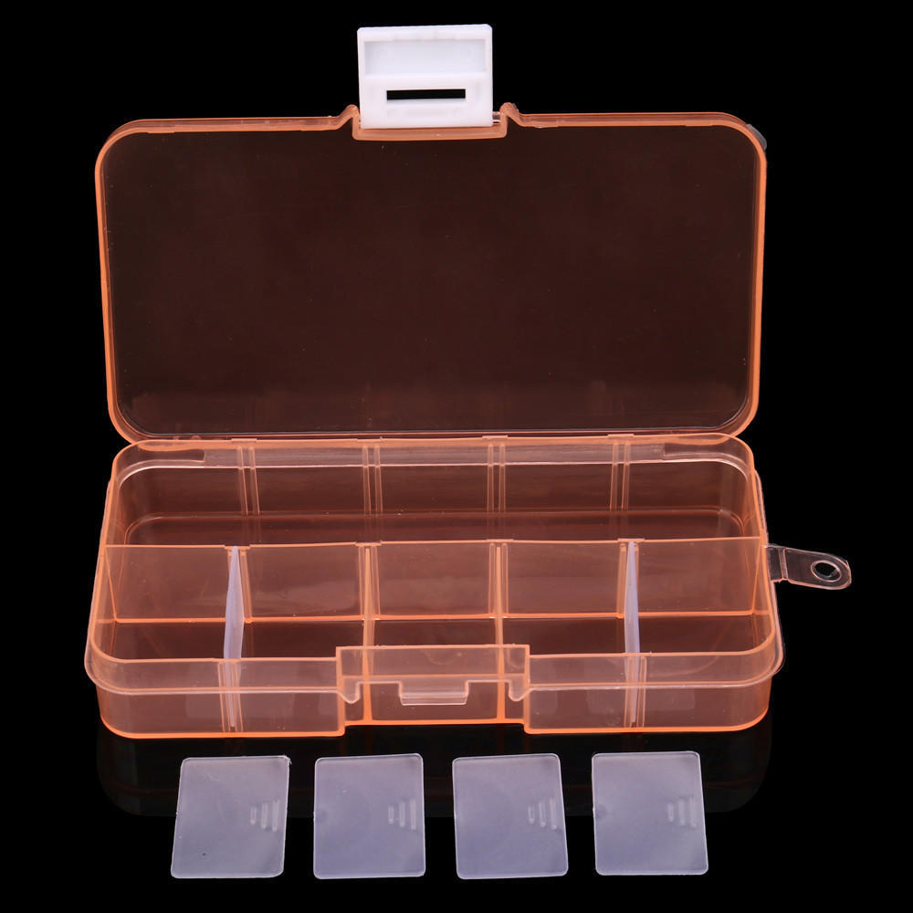 Kunststoff 10 Slots verstellbare Schmuck Aufbewahrungsbox Fall Handwerk Organizer Perle