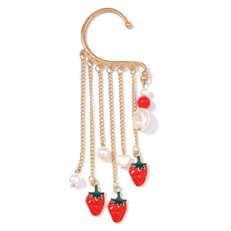 

Eye Catching Long Tassels Ear Cuff with Strawberry Pendant Crawling Hook Wrap Earring Jewelry For Parties and Daily Wear 1
