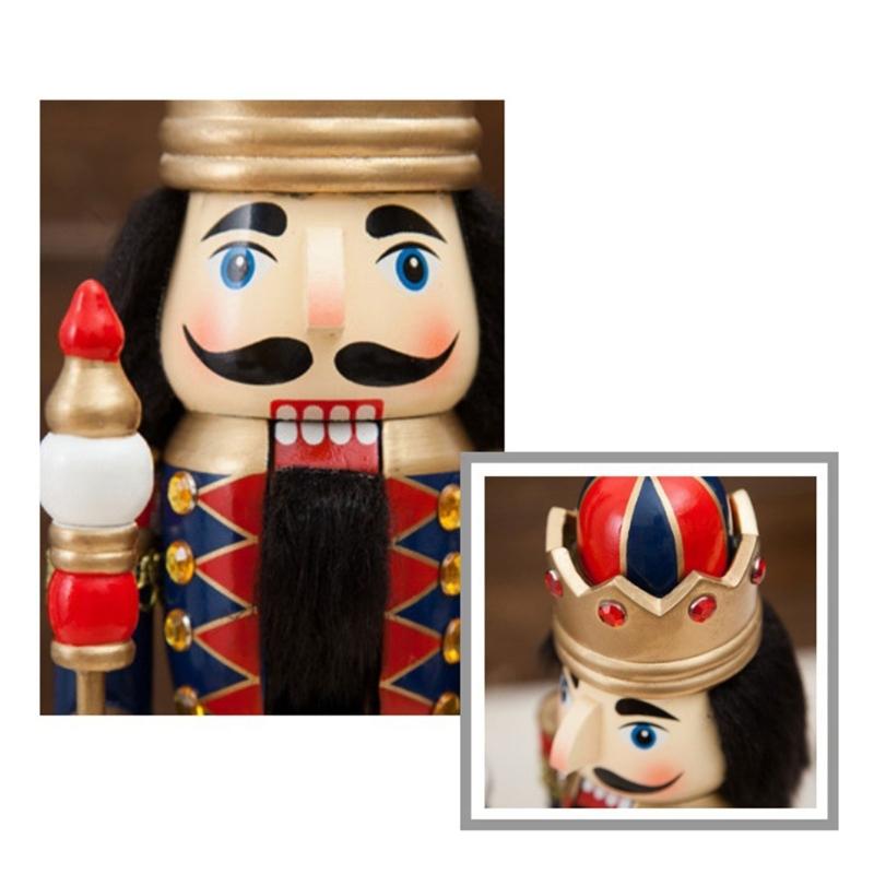 Christmas Nutcrackers Soldier Figure Wooden Christmas Nutcrackers Ornaments with Hand-Colored Features and Integrated Base for Holiday Arrangements