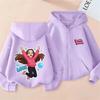 Cartoon Print Hoodie for Girls, Spring/Autumn Casual Breathable Hooded Cardigan Top Outerwear