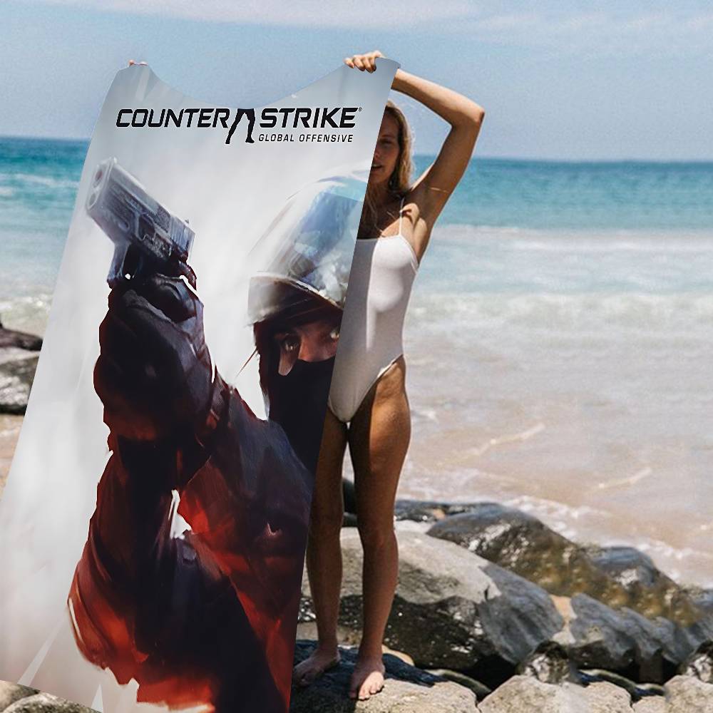 Counter-Strike CS 2 Vintage Microfiber Printed Beach Towel Mountain Climbing Yoga Beach Swimming Running Absorbent Soft Towel