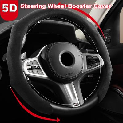 Housse de protection universelle en daim pour volant de voiture, antidérapante, accessoire de décoration pour intérieur de voiture, motif en fibre de carbone