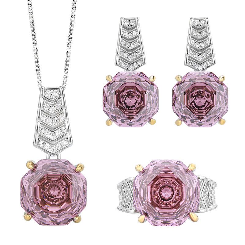 Jewelry Copper Bottom Gold-Plated Rose Cut Dry Rose Temperament Set Main Stone 14-12Mm