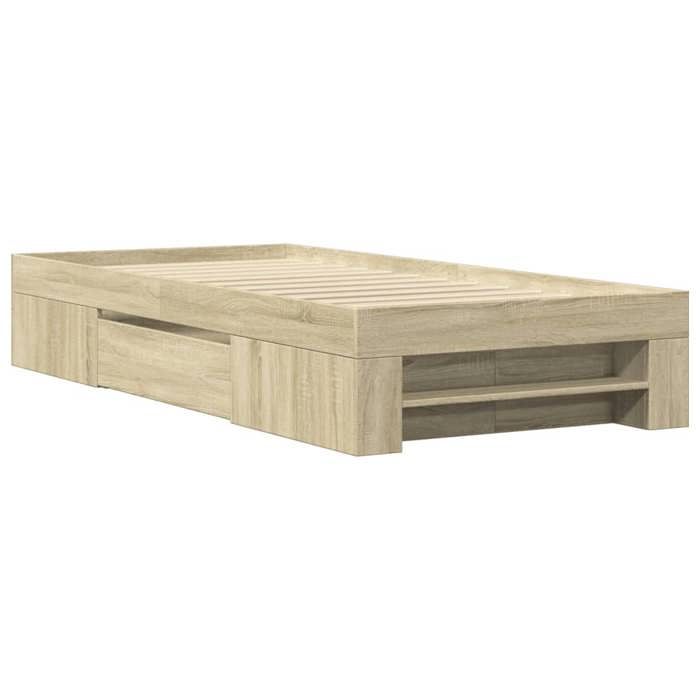 VidaXL Cadre de lit chêne sonoma 100x200 cm bois d'ingénierie, meuble de chambre à coucher, lit simple, sommier, lit, cadre 3295487
