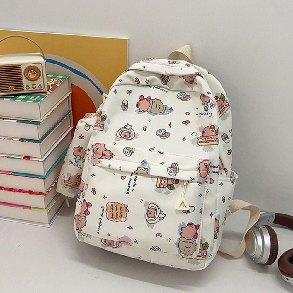 High Quality Nylon Capybara Backpack Capybara Large Capacity Shoulders Bag Waterproof Lightweight Schoolbag Student Gift