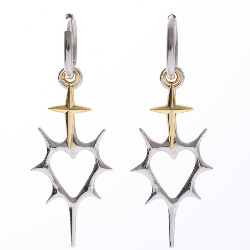 Trendy Punk Style Alloy Hollow Heart Cross Earrings