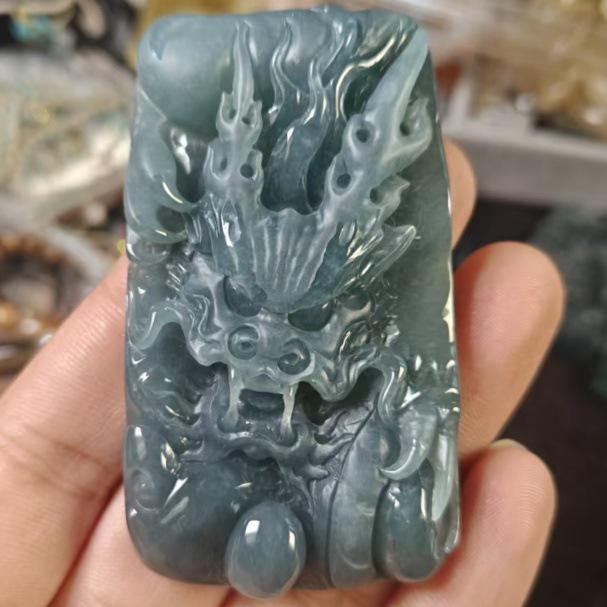 

Dragon Brand A-Grade Jadeite Pendant: Natural Carved Jade for Men and Women