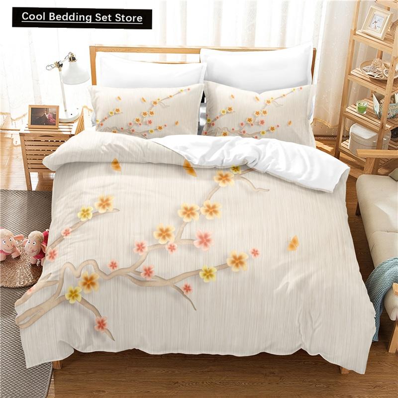 Elegant Flowers Bedding Set Duvet Cover Set 3d Bedding Digital Printing Queen Size Polyester Bedding Set Fashion Design Colorful
