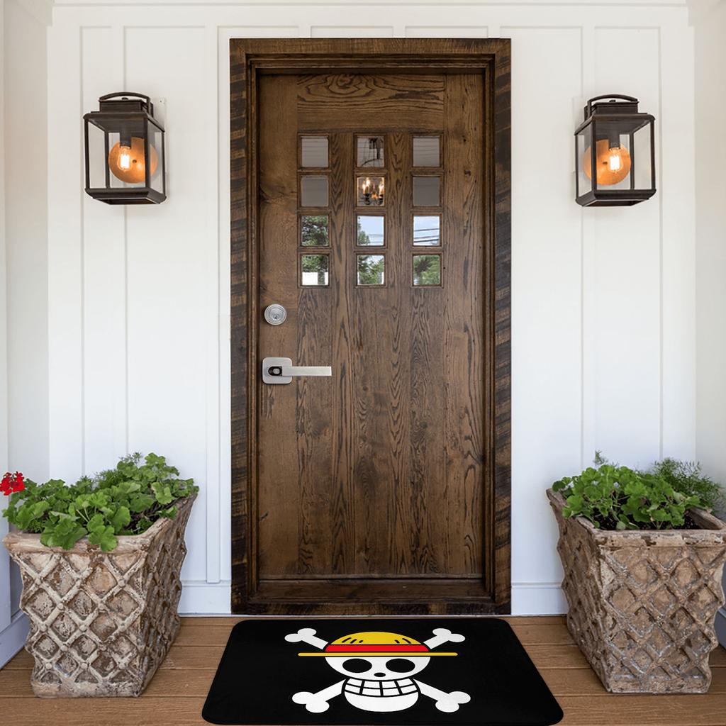 Anime One Piece Floor Door Bath Kitchen Mats Anti-Slip Outdoor Straw Hat Luffy Pirates Skull Doormat Garage Entrance Rug Carpet