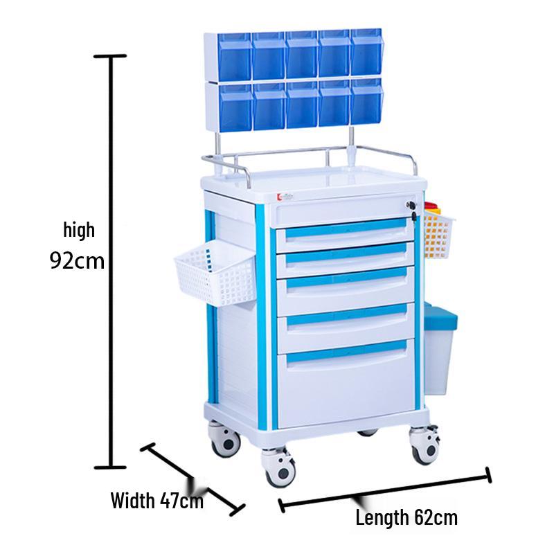 ABS Multifunctional Anesthesia and Infusion Emergency Cart with Five Drawers