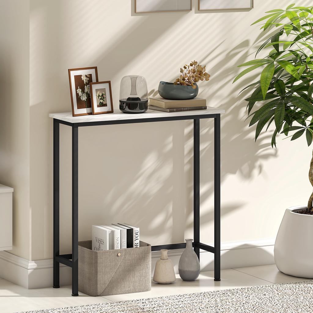 Console Table Hallway Table with Adjustable Foot Pads, Anti-Tip 75 X 24 X 76 Cm for Small Spaces Black