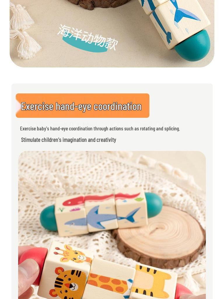 Rotating Building Blocks Puzzle for Kids Ages 3-6: Educational Toy for Parent-Child Interaction with Large Particles