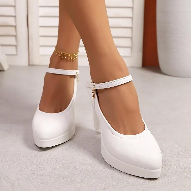Ladies Shoes on Sale 2025 New Elegant Women's High Heels Shoe with Ankle Strap Platform Shallow Plus Size Women Zapatos