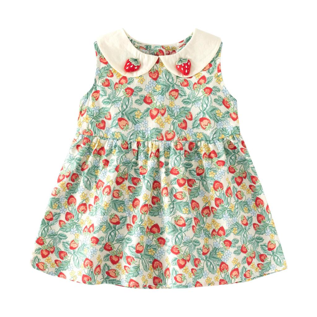Summer 2025 Princess Dress for Girls - Baby Doll Collar Skirt